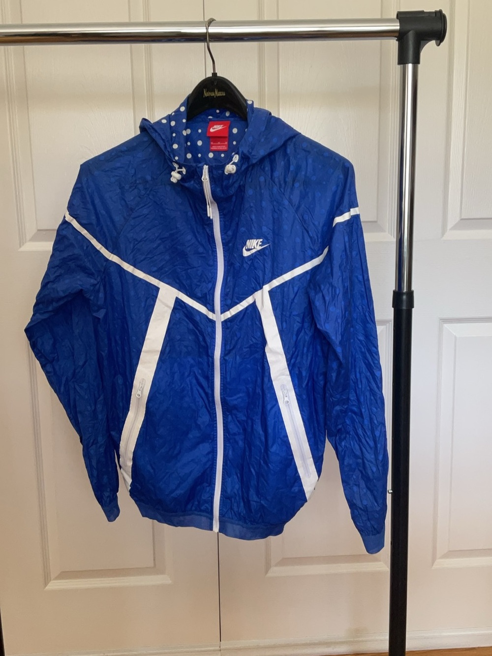Nike Royal Blue Hooded Windbreaker with White Accents
